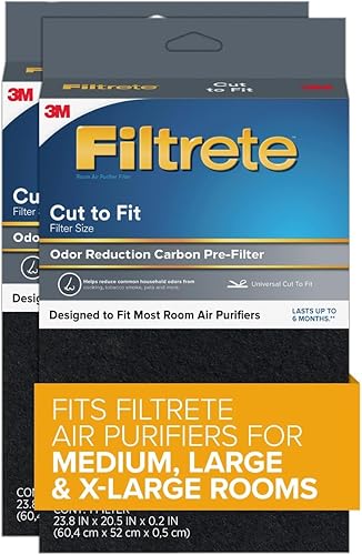 Filtrete Prefiltro de carbono para purificador de aire, paquete de 2, cortado para adaptarse a la mayoría de purificadores de aire