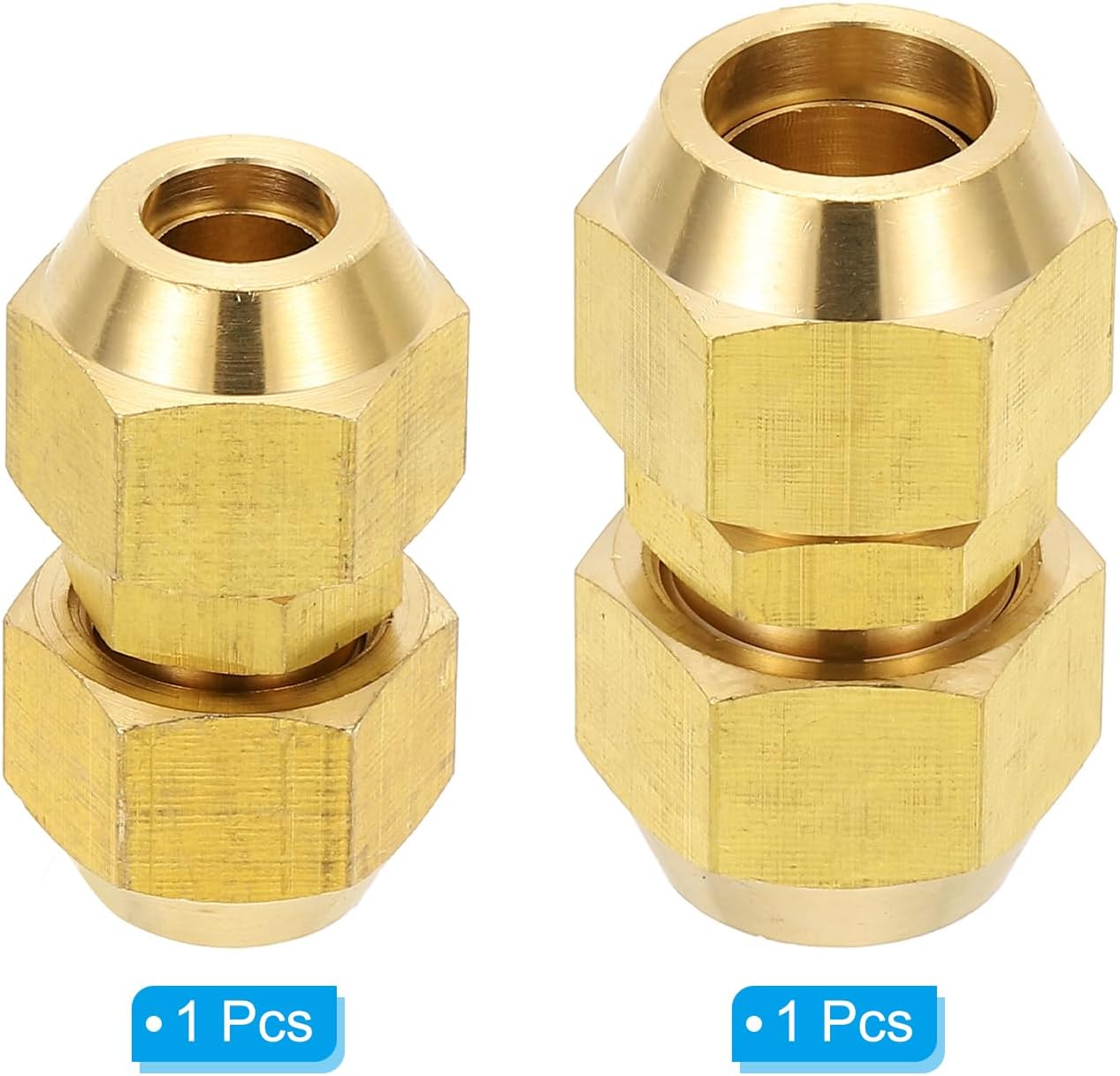 PATIKIL Pipe Extension Joint Connector Set, 2Pcs Free Welding AC Copper Pipe Coupling Adapter Fittings with Flare Nuts for Copper Pipe Diameter 3/8" and 5/8" Refrigeration HVAC