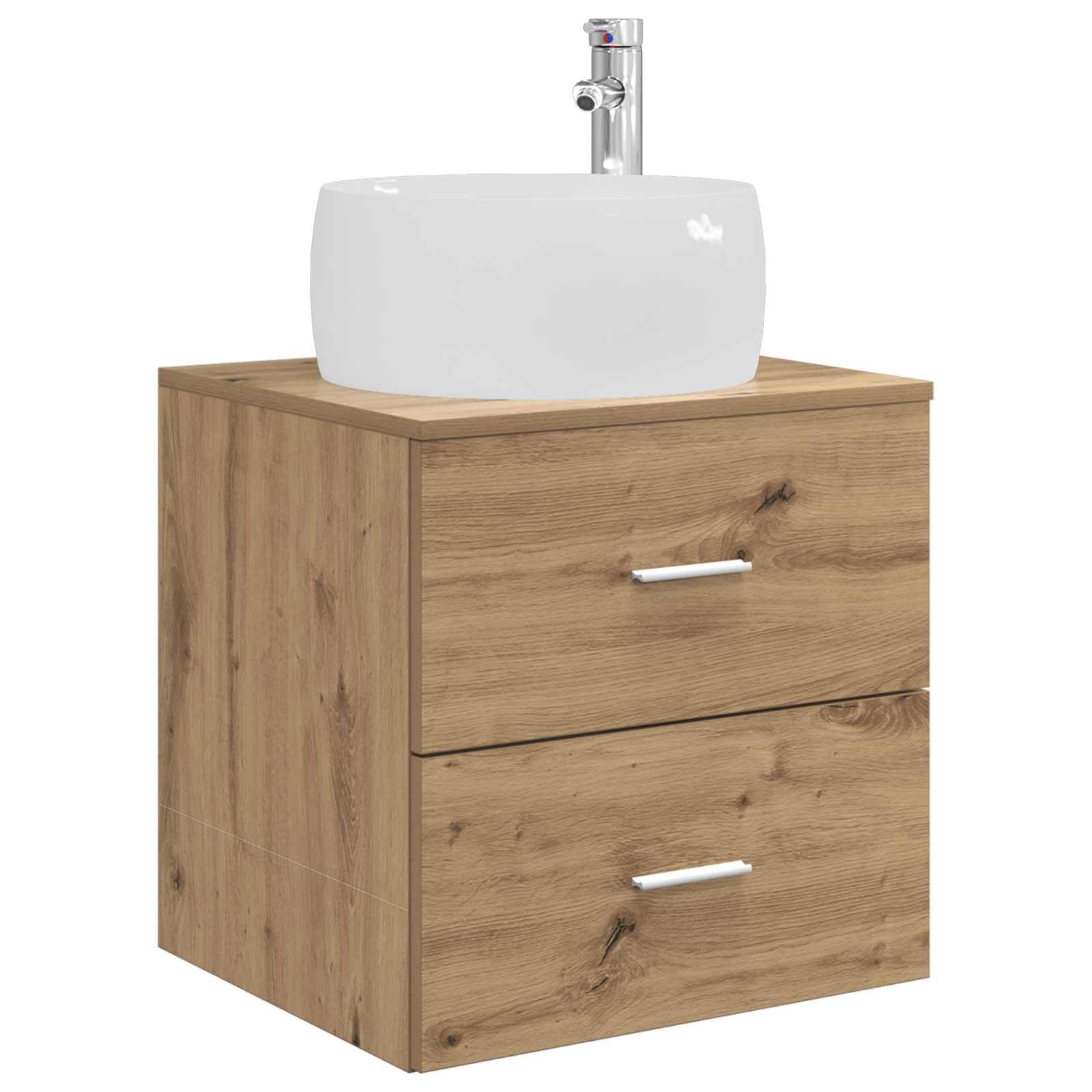 Vidaxl Artisanoak Wall-Mounted Sink Vanity Artisan Oak 49.5 X 44.5 X 66 Cm, Bathroom, Modern Vanity Cabinet, Wall Sink, Space Saver, Indoor Furniture, Compact Vanities, Stylish Washstand Solutions