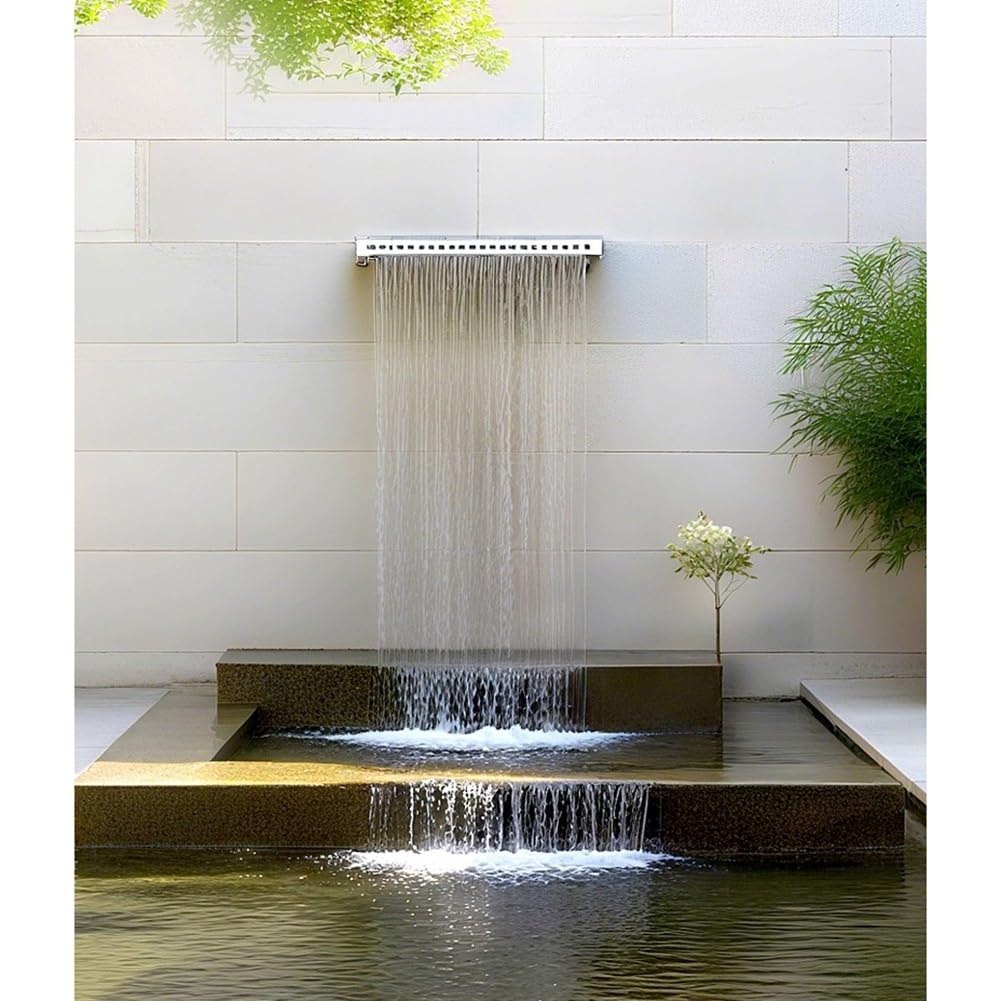 Elegant Stainless Steel Waterfall Spillway - 80CM Pool Fountain for Swimming Pools, Garden Ponds, Patios & Spa Decor - Premium Outdoor Water Feature