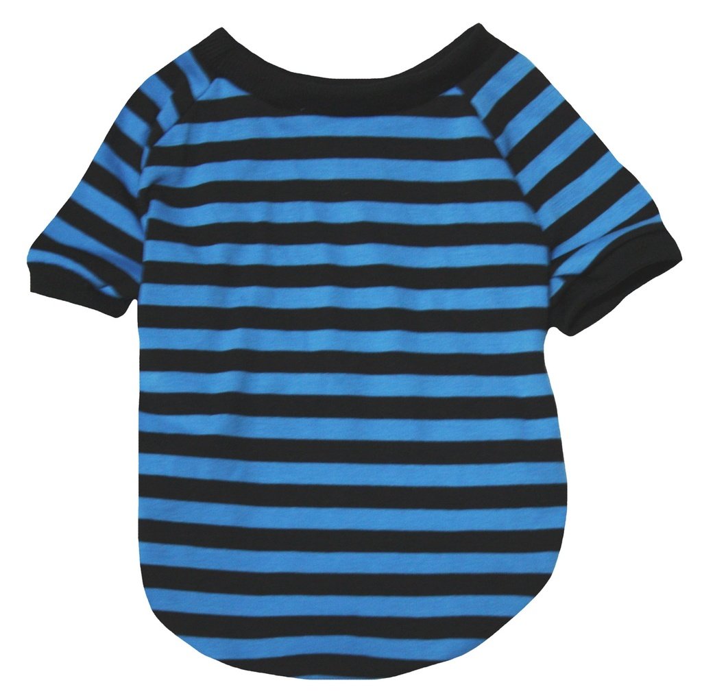 Vêtement pour chiot en coton pour la balade - T-shirt à rayures bleu marine M