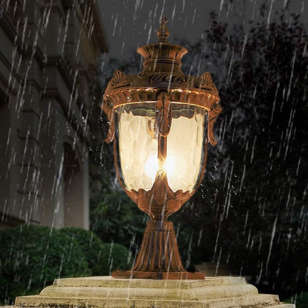 Lampada da Colonna per Esterni Europea Lampione da Cortile Lampione da Esterno per Balcone da Giardino Lanterna Americana retrò Impermeabile