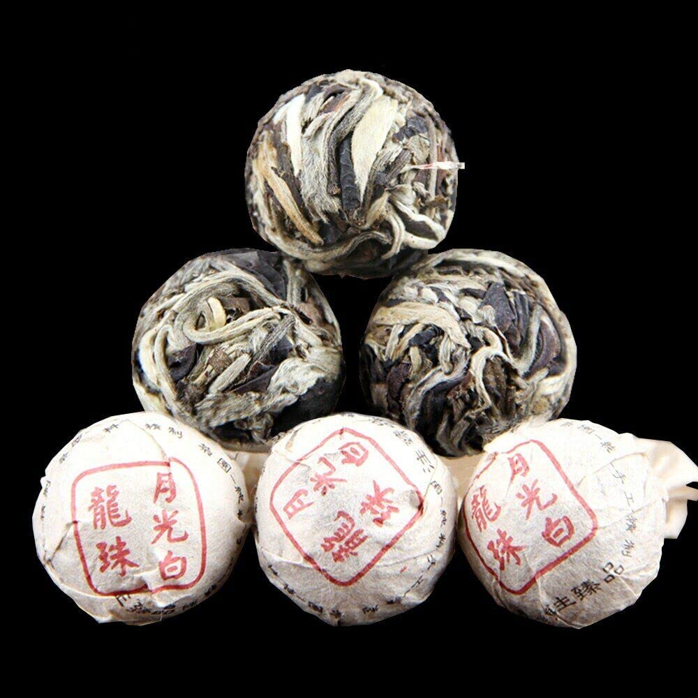 Perle Di Tè Pu'er Bianco Dall'aroma Leggero Tè Puer Naturale E Biologico Fatto a Mano in Cina Tee PuErh Bollito Senza Additivi Tea Puer Sfuso in Palline (250g)