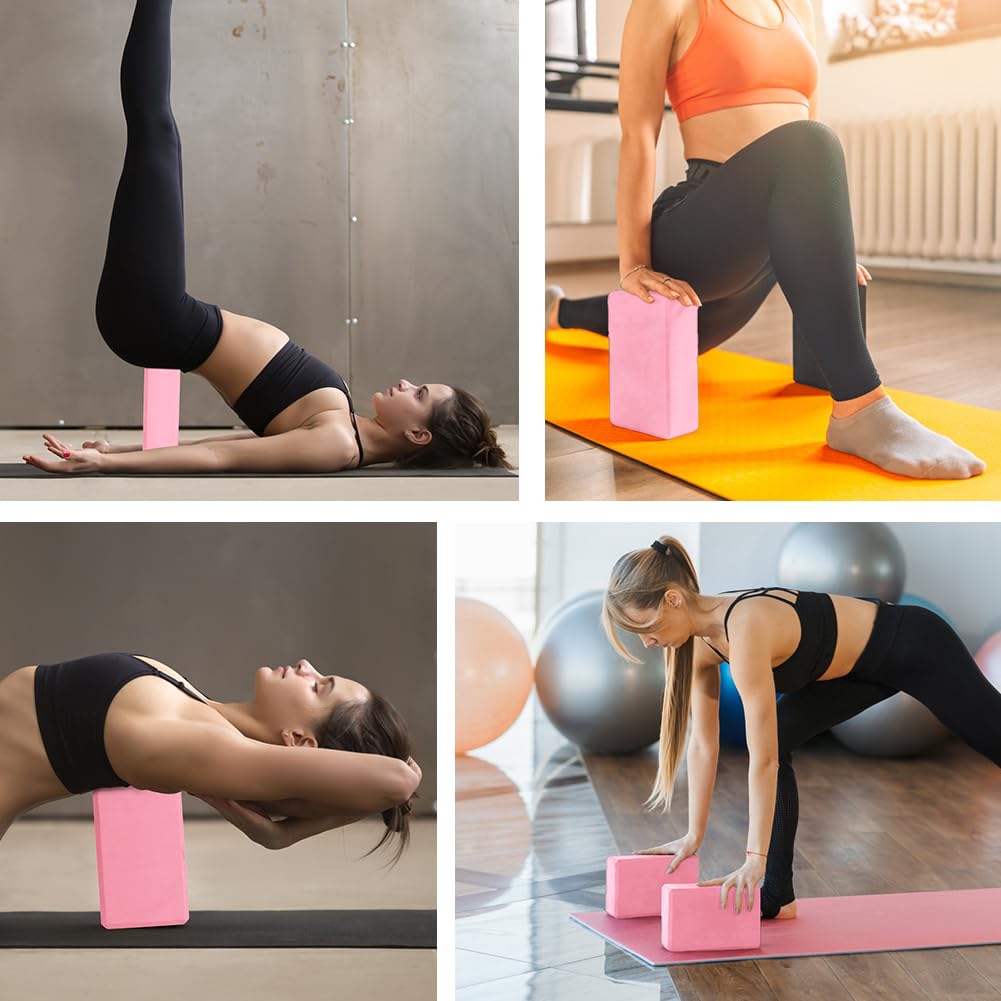 Flintronic Lot de 2 Blocs de Yoga, Brique Yoga EVA de Haute Densité, Briques de Mousse de Fitness, Briques Professionnelle, pour Pilates, Étirement, Méditation, Accessoires de Fitness, 23 * 15 * 8cm