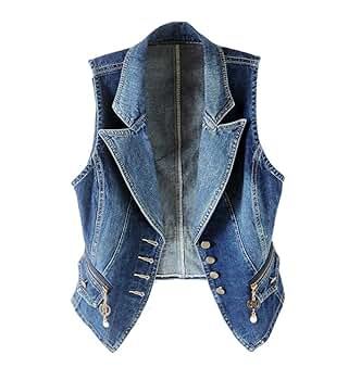 Women's Suit Denim Vest Sleeveless Cowboy Waistcoat Jacket