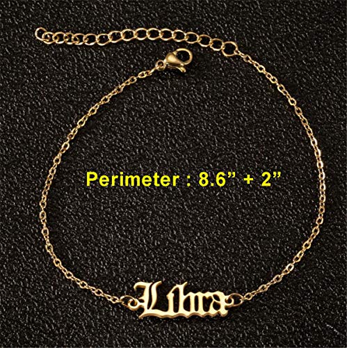 Nanafast Constellation Anklet Adjustable Zodiac Sign Anklet Bracelet Stainless Steel Astrology Link Anklet For Women Girls Birthday Gifts Libra #TOP1