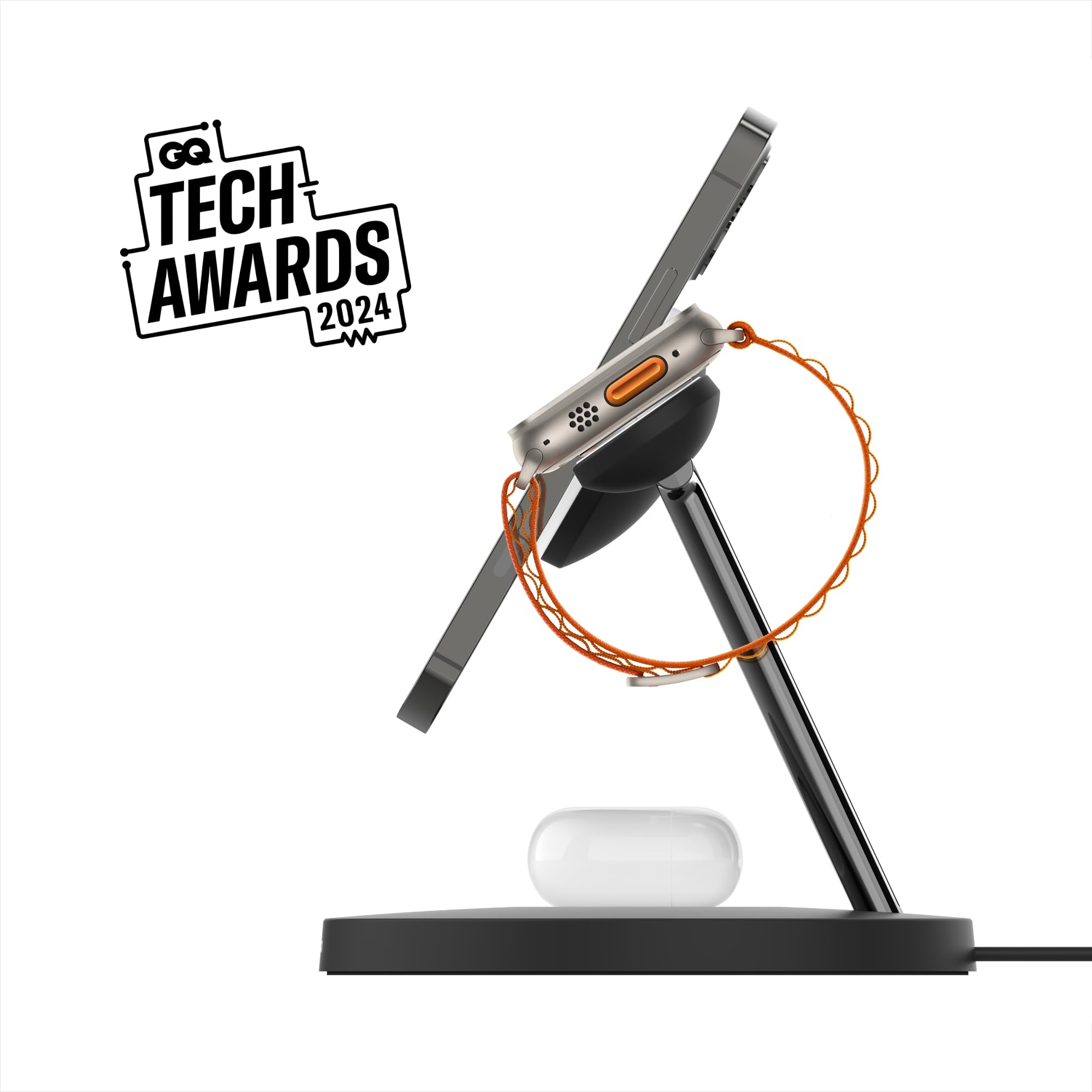 Belkin Caricabatterie wireless 3 in 1 con MagSafe, caricatore wireless rapida per iPhone (15 W) e per Apple Watch, stazione di ricarica per iPhone 16, 15, 14, 13, 12, Apple Watch e AirPods - nero