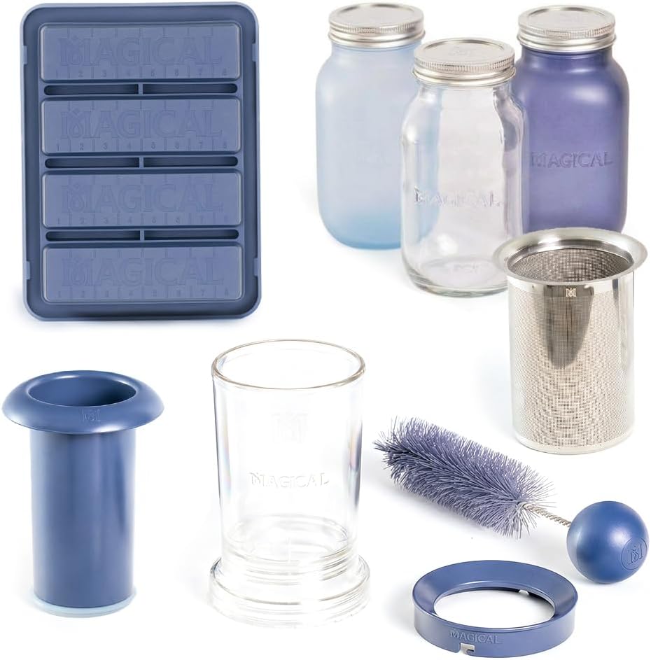 Magical Butter Filter Press Bundle – BPA-Free Strainer, Silicone Butter Tray & 3 Mason Jars – Complete Infused Butter & Oil Storage Kit