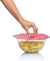 Vista 5 de Charles Viancin Tapas de silicona - Fundas de silicona de geranio para tazón/tapa hermética (9 pulgadas, rosa claro)