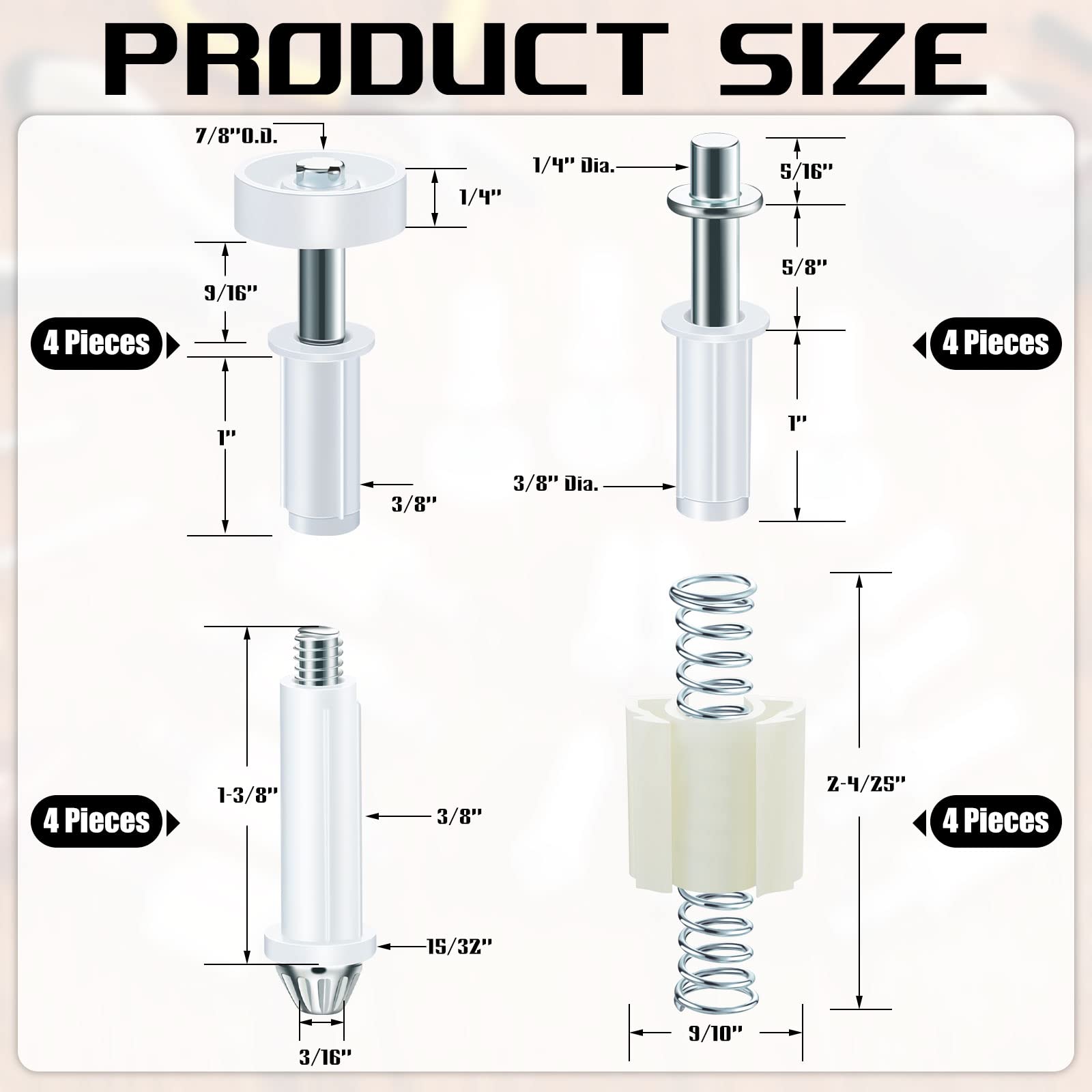 16 Pcs BiFold Door Hardware Repair Kit includes Top and Bottom Pivots