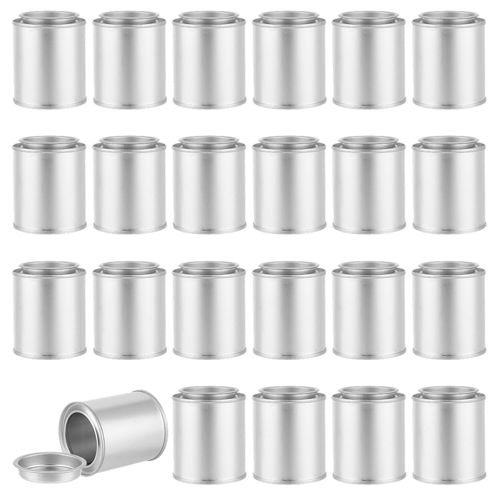 OLYCRAFT 24pcs Empty Metal Paint Cans with Lids Sliver Quart Metal Paint Pails Empty Pint Paint Cans Multipurpose Storage Containers Unlined Tinplate Paint Cans Value Pack for DIY and Paints Storage