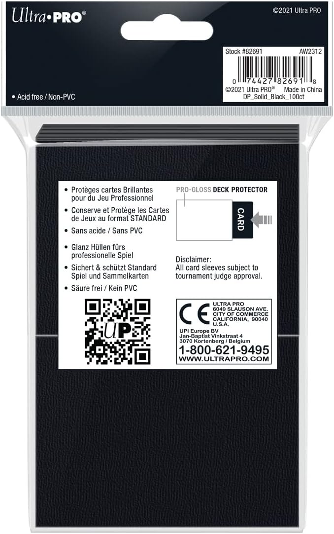 Ultra Pro Deck Protector Sleeves for Standard Size Cards | Black | 100-Count