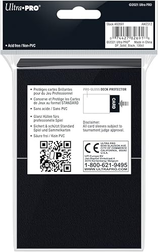 Miniatura 2 de Ultra Pro Fundas protectoras de cubierta para tarjetas de tamaño estándar, color negro, 100 unidades