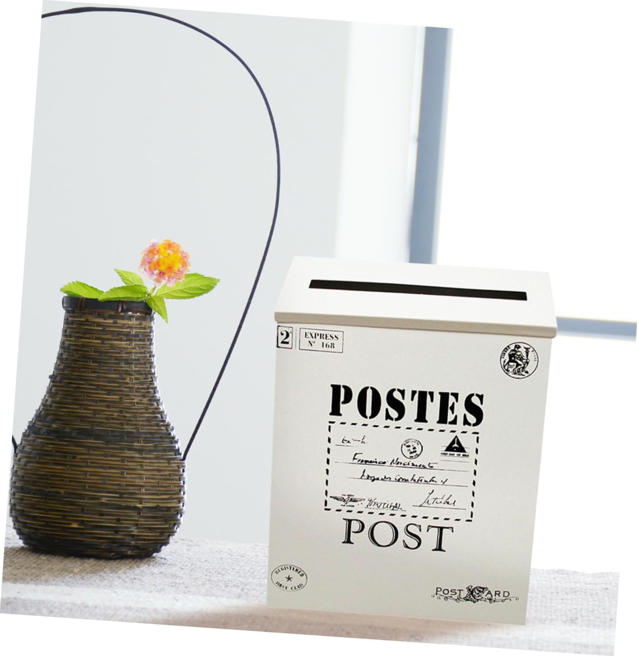 POPETPOP 2pcs Retro Letter Box Wall Mount Iron Mailbox Mailboxes for Outside House Wall Mount Post Box