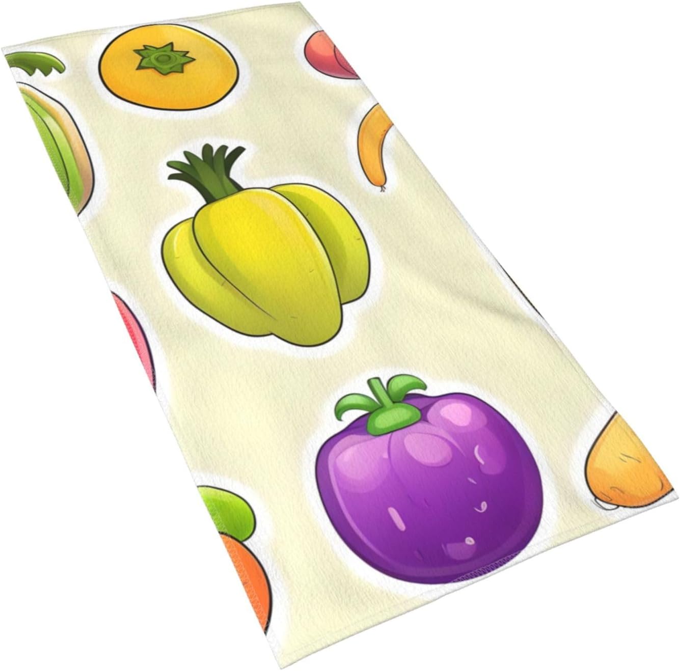 Cartoon Vegetable Fruits Print Hand Towels for Kitchen, Decorative Bathroom Towels Decor Farmhouse Cute for Men Women Gifts