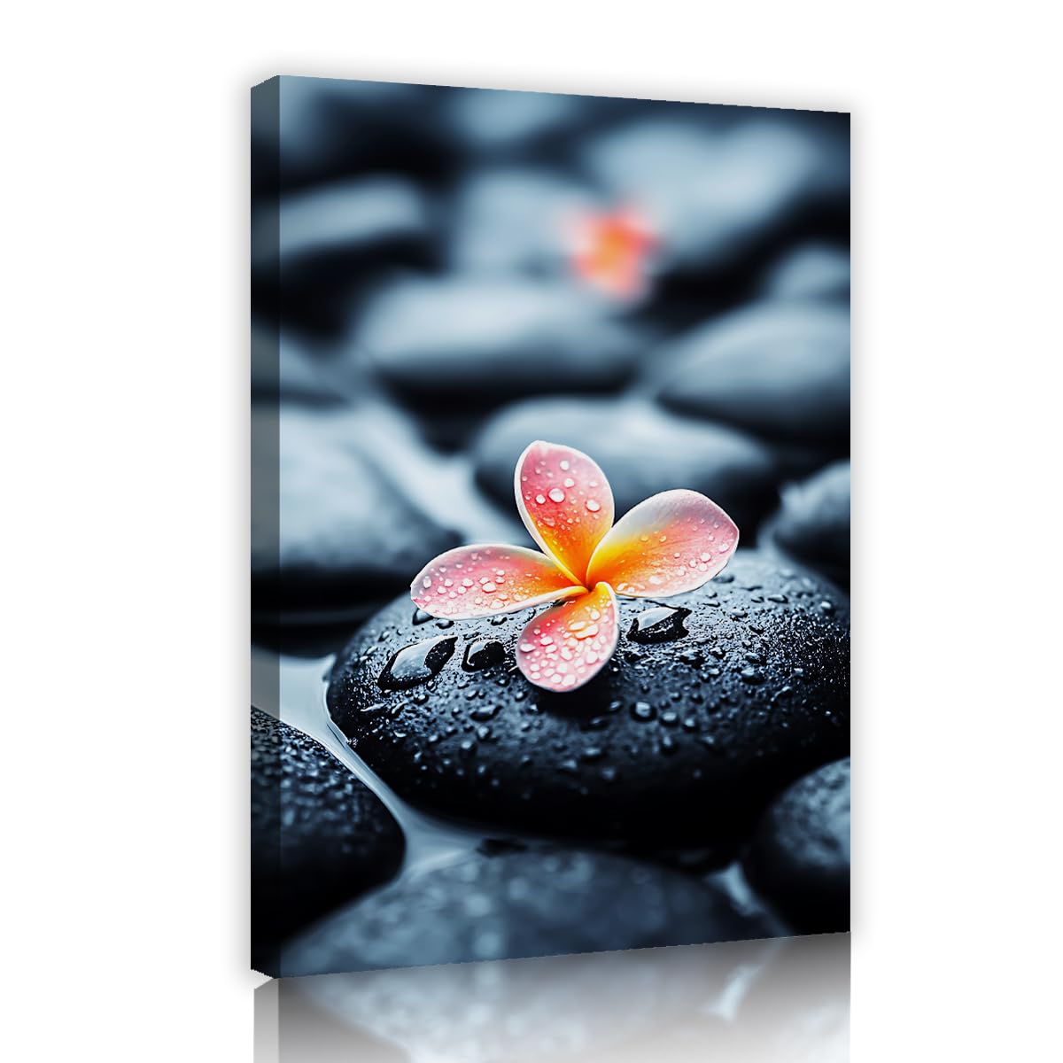 Via Vela Tropical Frangipani Spa Framed Canvas Wall Art Guest Room Moisture Therapy Painting Petals Prints Elegant Posters for Office Decor 50x75cm