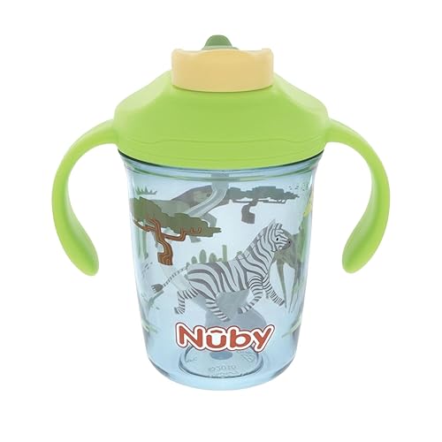 Miniatura 7 de Nuby Taza multifunción 2 en 1 para niños pequeños con popote con peso de 360° y boquilla dura, 8 onzas, asas de fácil agarre y parte superior