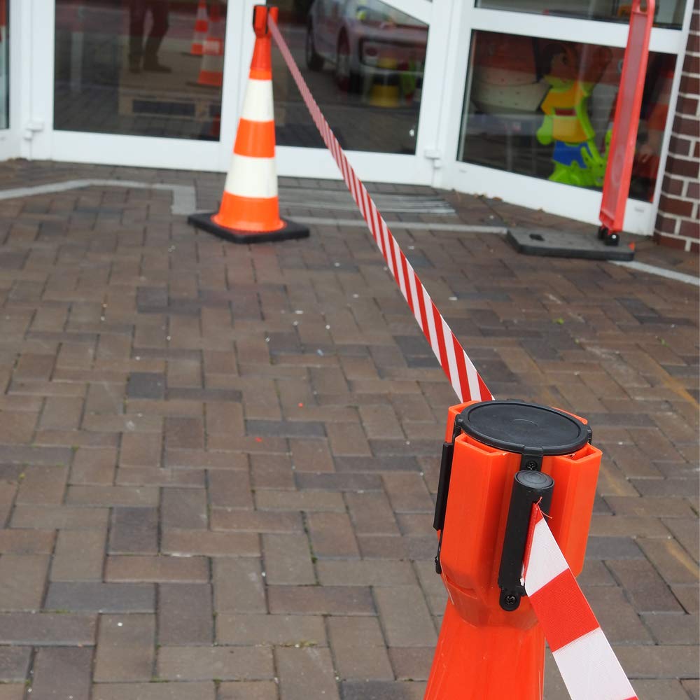 Absperrset Leitkegel 75cm + UvV-Conny Absperrband rot 5 Meter + reflektierender Leitkegel mit RA1 Folie (vierer Set)