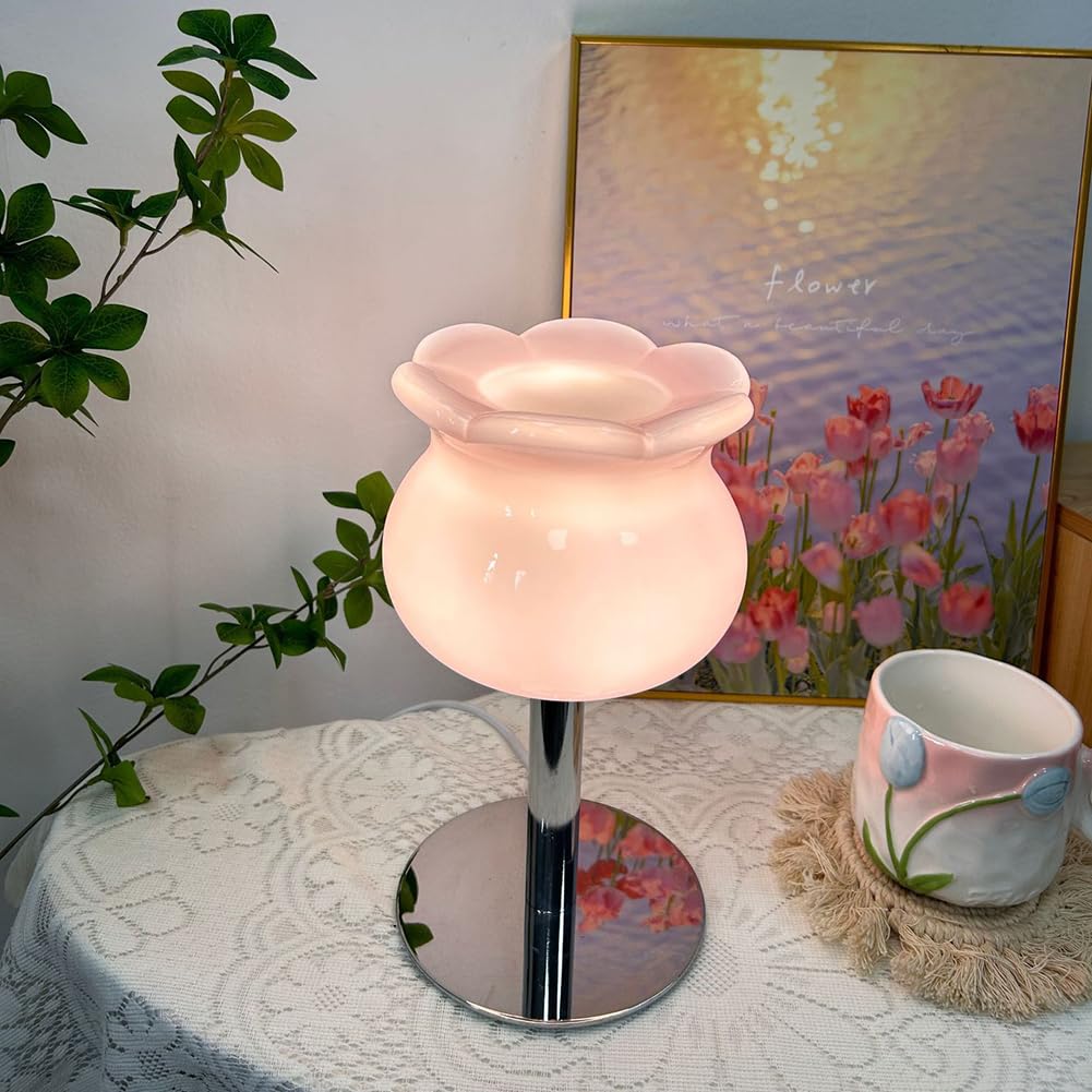 Lampa stołowa LED z przełącznikiem ściemniania, szklany klosz, lampa nocna, nowoczesne oświetlenie biurkowe, kabel wtykowy USB, dekoracyjna lampka nocna