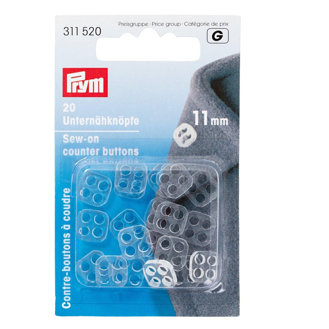 Prym - Prym Sew-On Plastic Transparent (11mm) Counter Buttons - 1 Unit