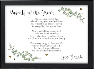 Beecreative Parents Of The Groom Gifts, Mother And Father Of The Groom Gifts, Wedding Gifts For Parents Of The Groom, A5 A4 Print