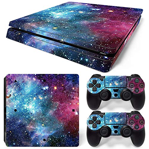 PS4 Slim Whole Body Vinyl Skin Sticker Decal Cover for Playstation 4 Slim System Console and Controllers - Starry Galaxy