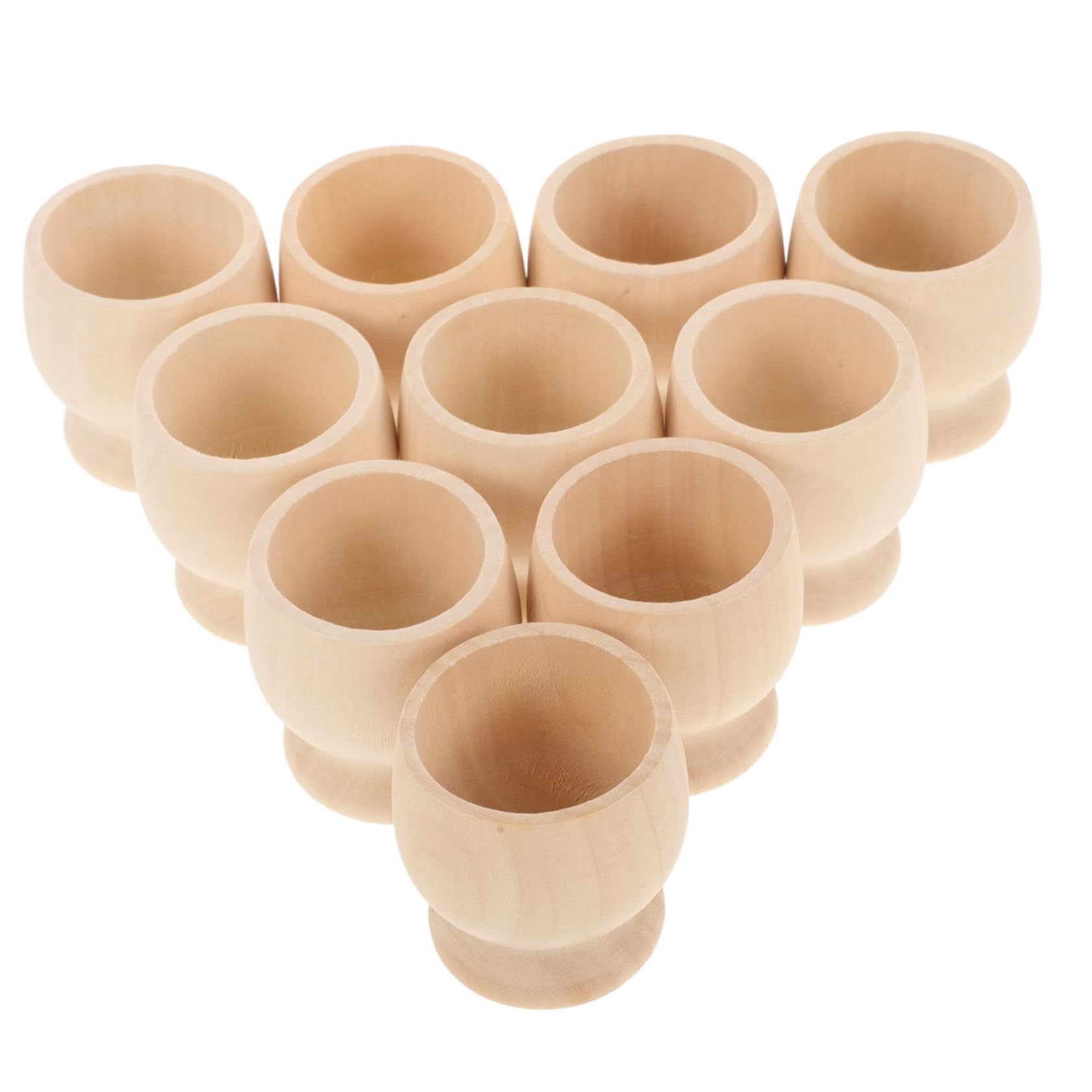 KONTONTY 10pcs Wine Glass Toy Taper Candle Holder Egg Storage Container Cup Shaped Egg Stand DIY Painting Easter Cups Soft Boiled Egg Holder Refrigerator Egg Tray Egg Pedestal Wooden Beige