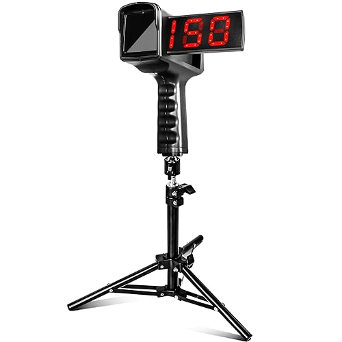 FITPLAY Baseball Radar Gun with Tripod, LED+LCD Large Display,Handheld Or