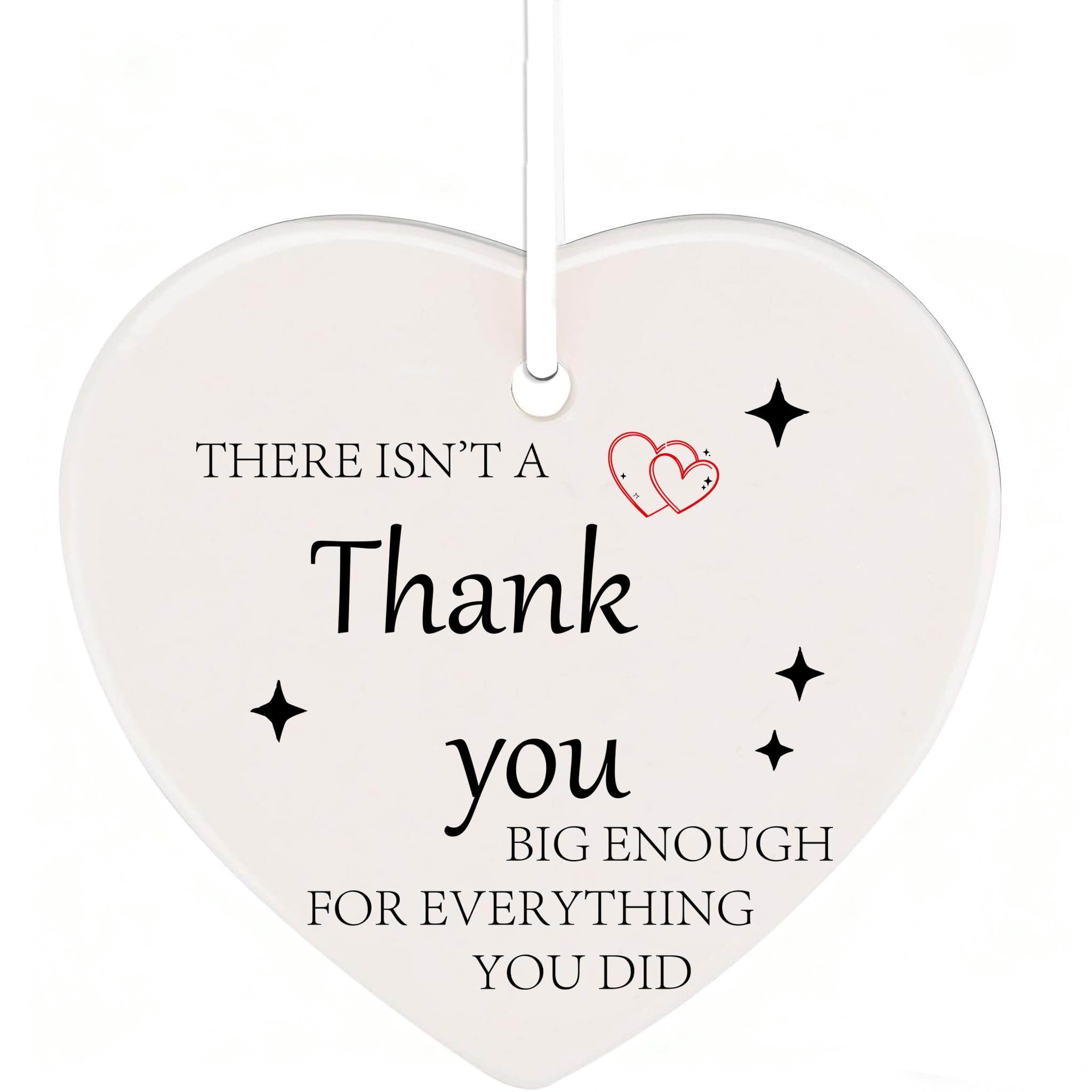 Tovii Women's Thank You 02 Thank You Gift, Thank You Gifts For Heart Shape Ceramic Thanks You Gifts For Hanging Keepsake Ornaments Gift For Friend, Teacher, Family, Coworker