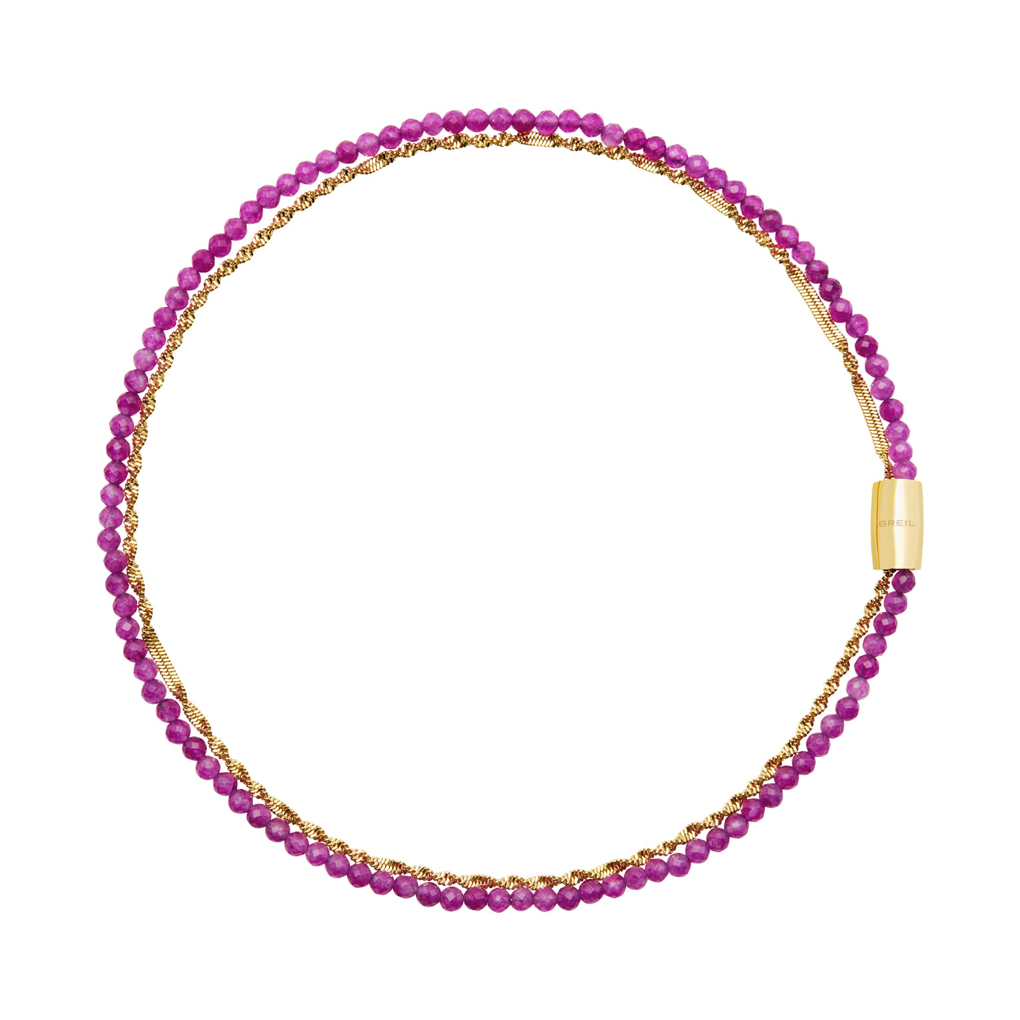 Breil, Collezione Magnetica System, Collana Donna Medium Twist, in Acciaio Lucido IP Gold, con Micro Catene Intrecciate e Pratica Chiusura con Magnete, Lunghezza 41 cm, Gold