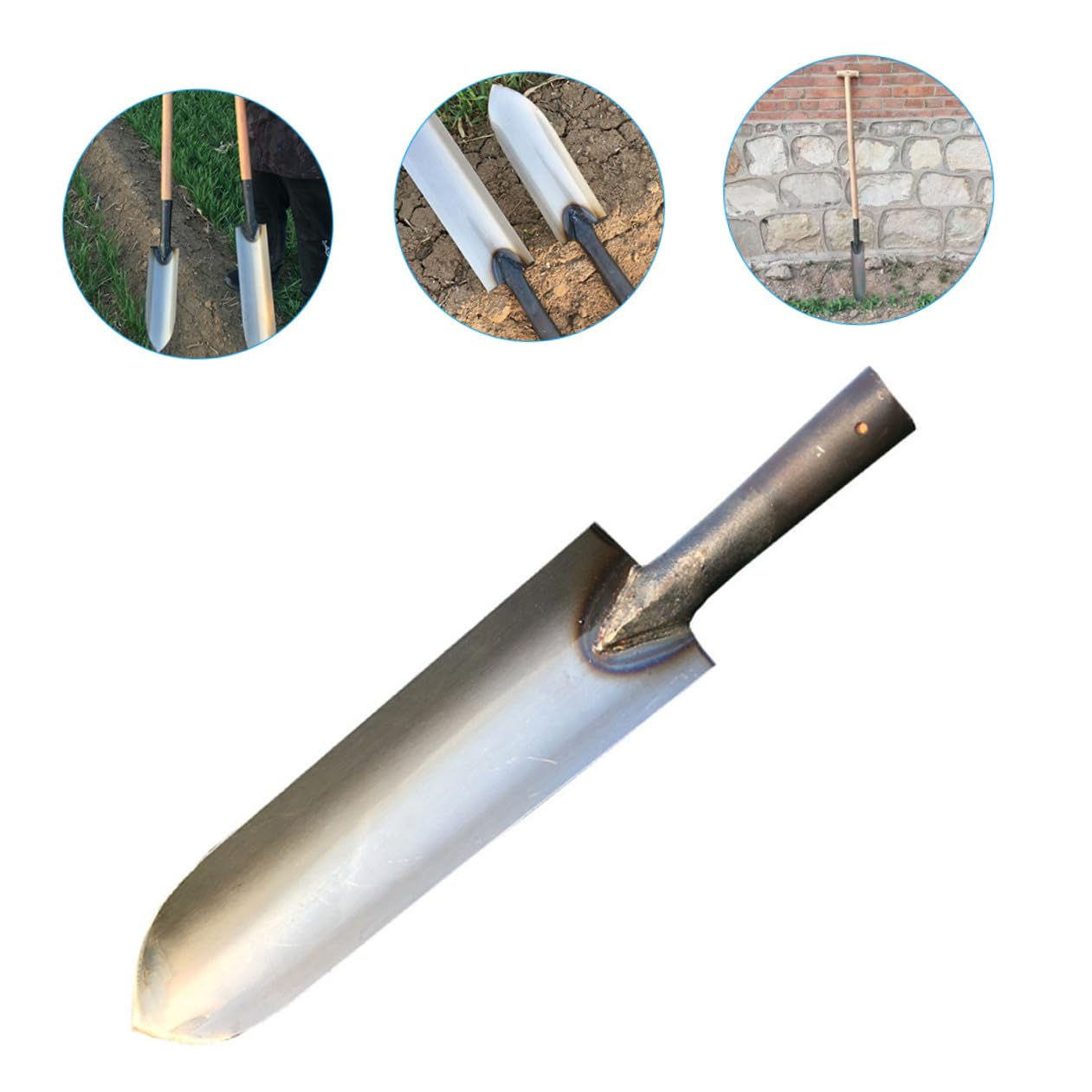 Pflanzspaten aus Stahl in Silber für Garten und Hof