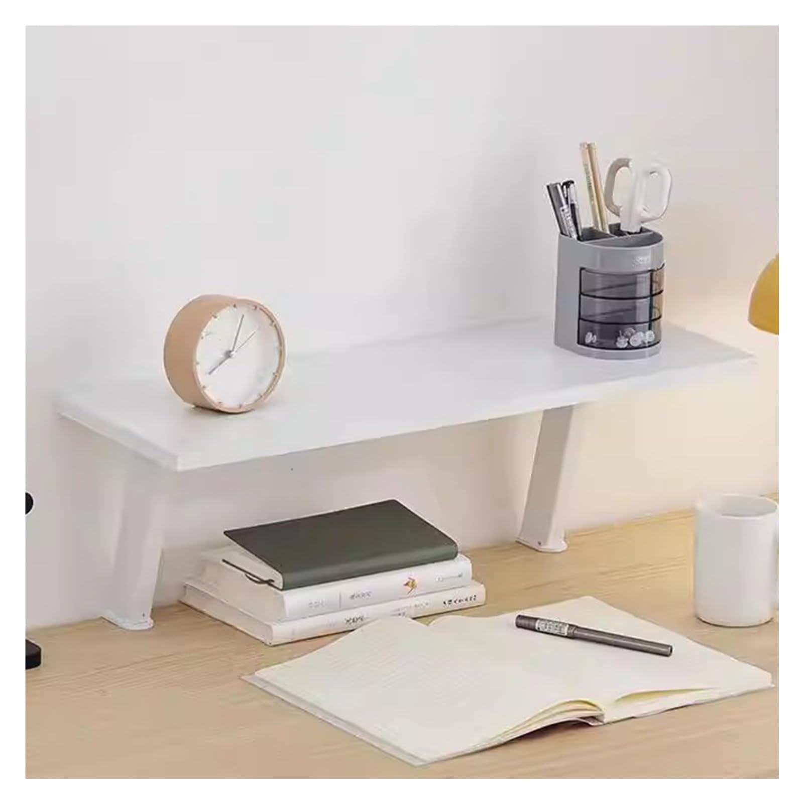 VXHCS Organisateur de Bureau à Pinc Étagère de Rangement de Bureau à Clipser, 80x20cm étagère de Rangement Mobile pour Bureau, Maison, école, Extension de Table réglable, Accessoire de Table