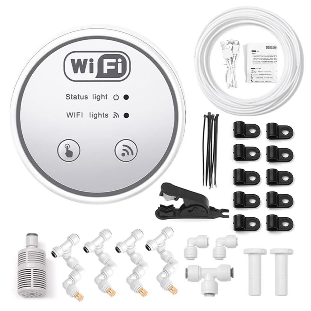 Wi-Fi Ogrodnictwo Zegar Wodny Metalowy Automatyczny System Nawadniania ze Sterowaniem za pomocą Aplikacji Harmonogramy Niestandardowe Rozpylanie Drobnej Mgły na Balkon Ogrodowy Rośliny