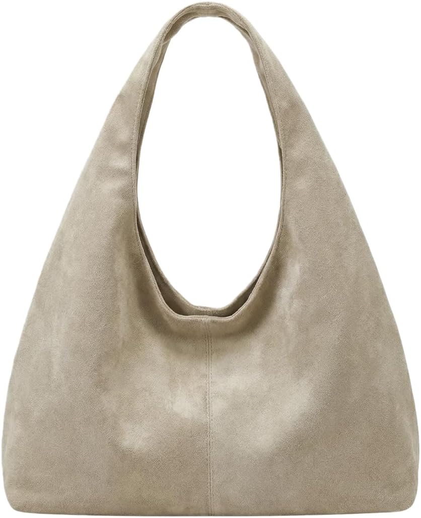 ORBENTO Slouchy Suede Crescent Bag for Women, Trendy Dumpling Hobo Underarm Purse