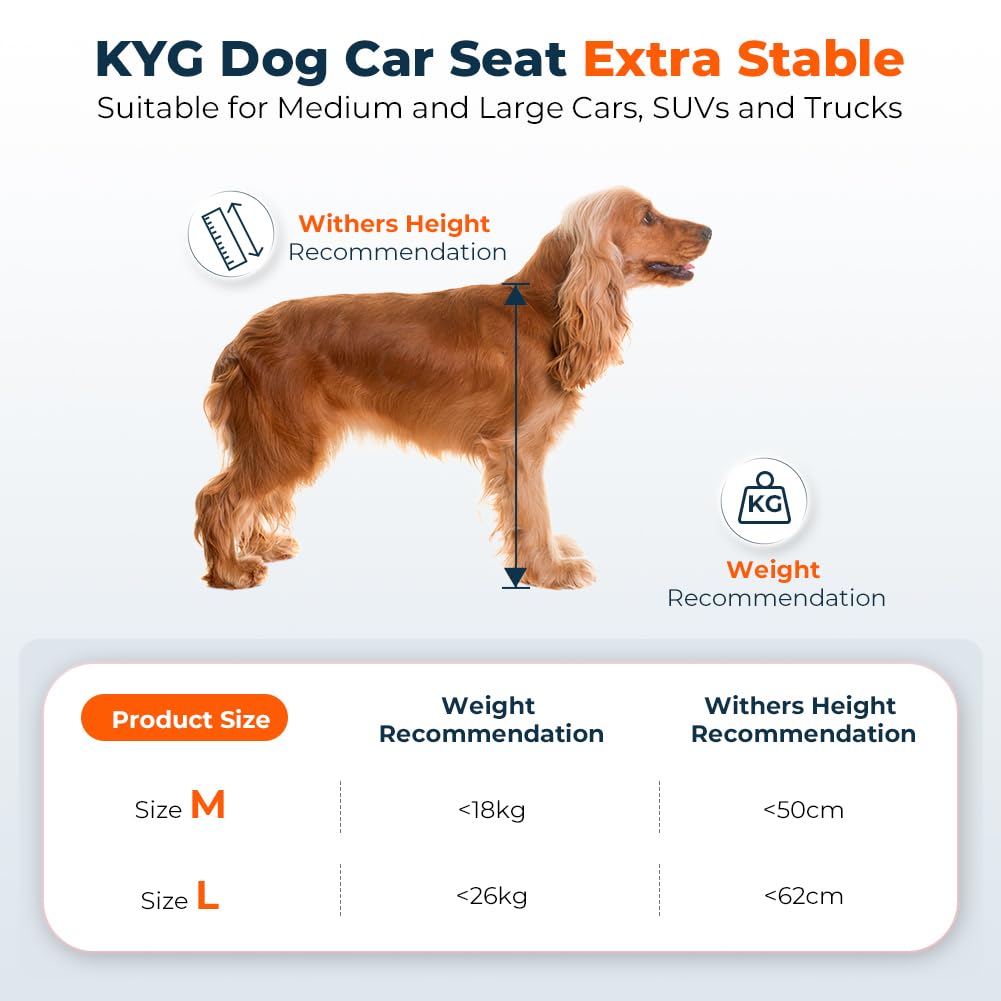 KYG Hunde Autositz Extra Stabiler Wasserdichter Rutschfester Haustierautositz Kratzfester mit 4 Befestigungsgurten für die Rückbank Verstärkter Hundesitz Auto M（58 x 55 x 36cm）