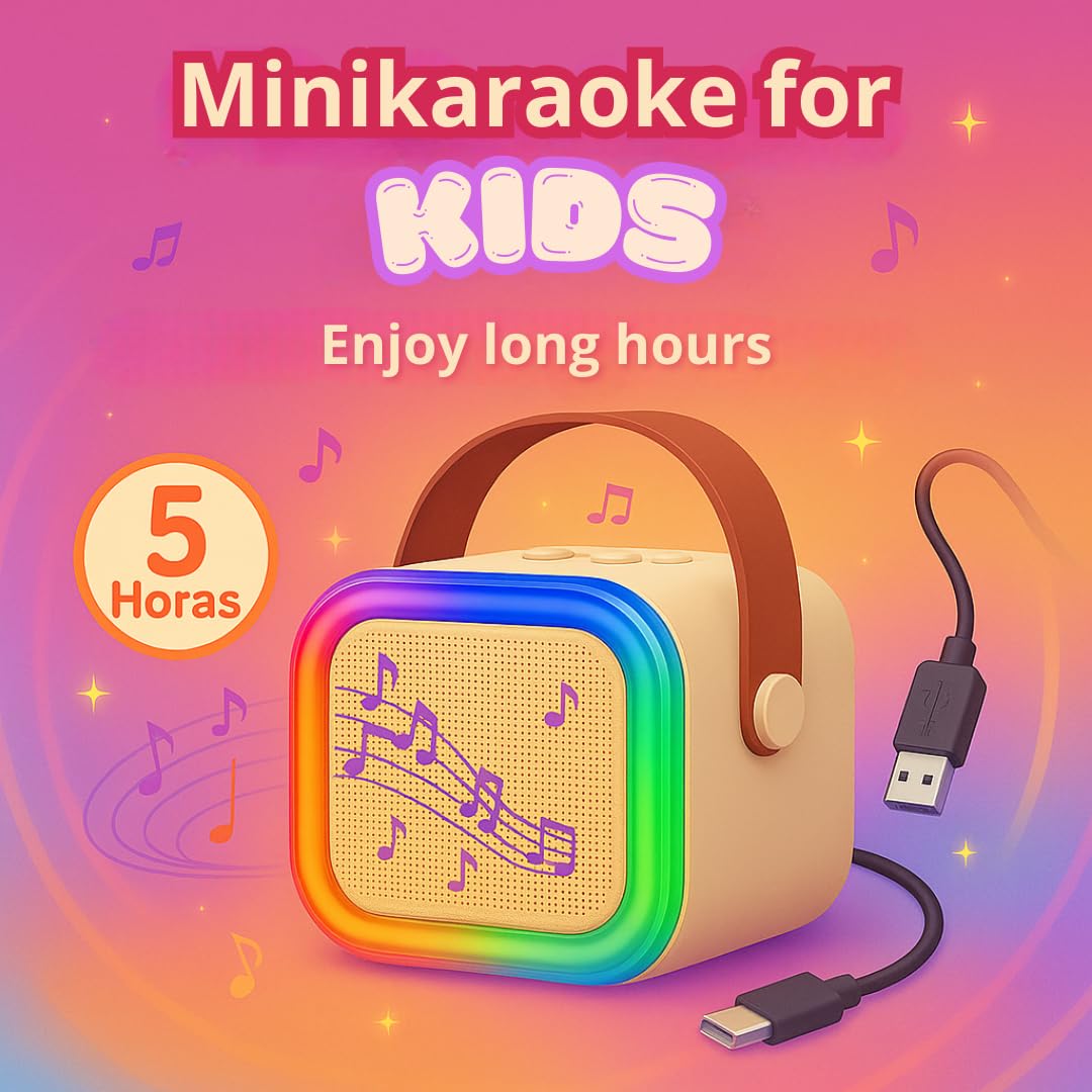 Karaoke con 2 microfoni senza fili. Karaoke portatile con altoparlante Bluetooth, luci LED e batteria ricaricabile. Giocattolo e regalo per bambini e adulti. Mini karaoke per bambini