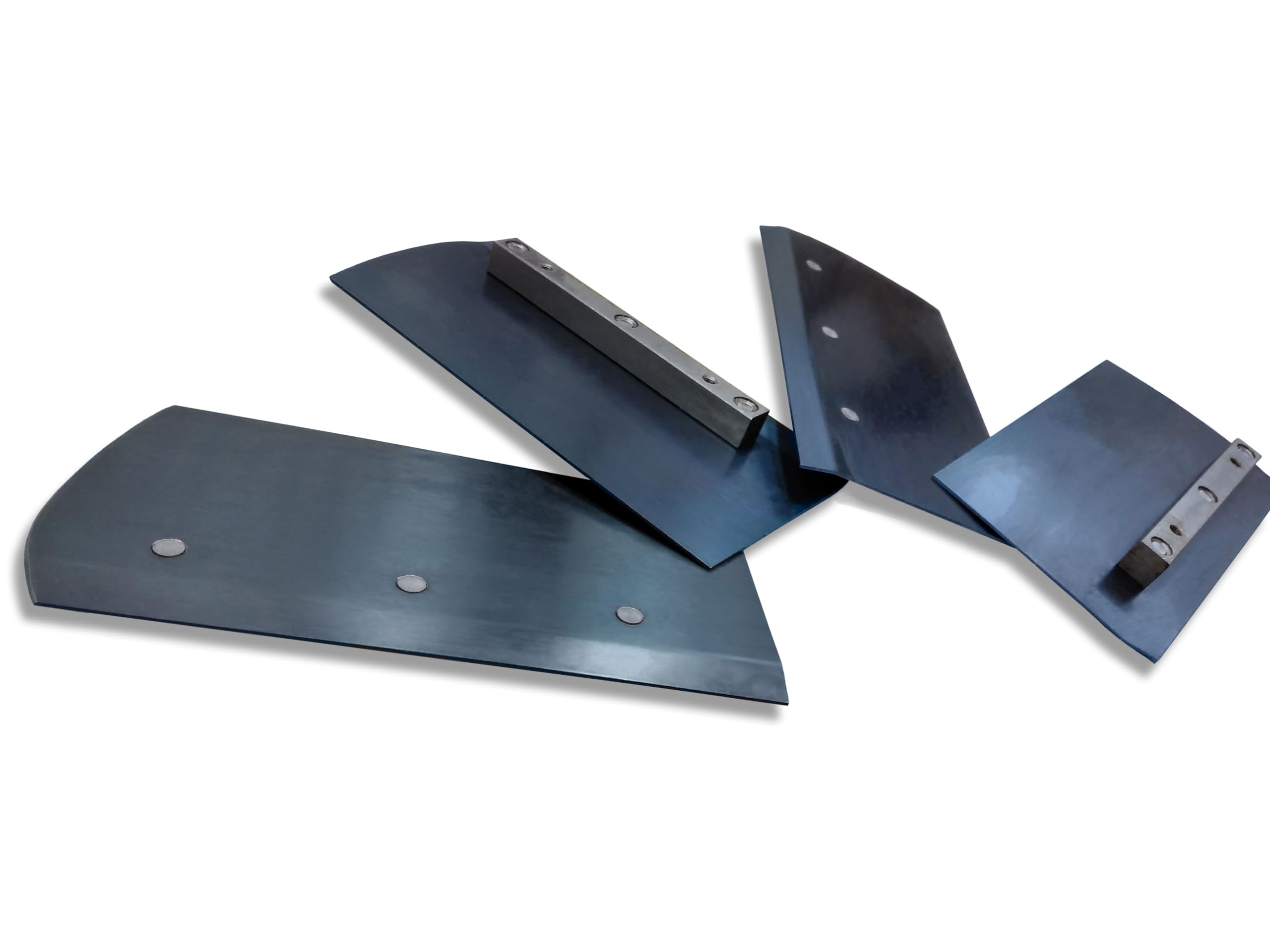 Set di Pale per Lisciatrice Elicottero da Ø600 mm | 4 Pezzi | 22x12 cm | Filettatura M6 | Spessore 1,8 mm | Distanza tra viti 10 cm | in Acciaio Blu | Pezzo di Ricambio