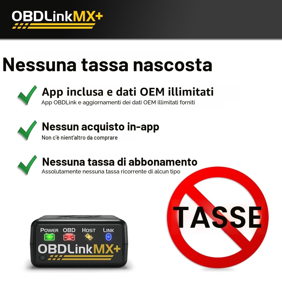OBDLink MX+ Scanner OBD2 Bluetooth compatibile con iPhone, Android