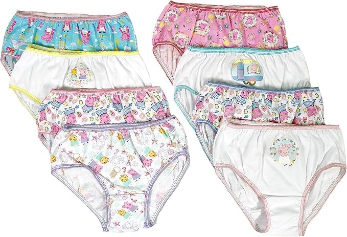 Peppa Pig Girls Panties Underwear - 8-Pack Toddler/Little Kid/Big Kid Size Briefs