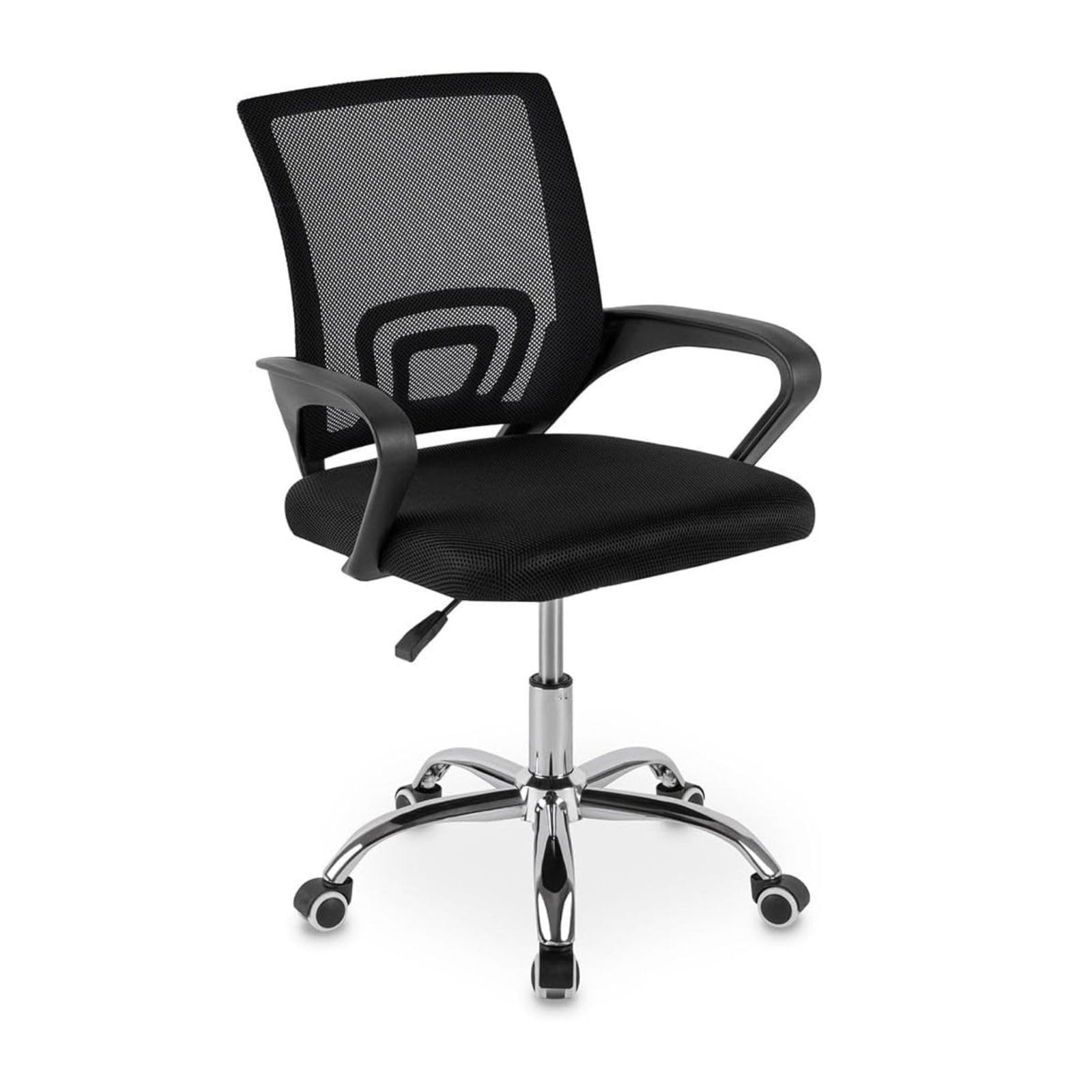 DASCK Silla de Oficina Ergonómica Negra con Respaldo de Malla, Altura Ajustable y Base Giratoria 360°