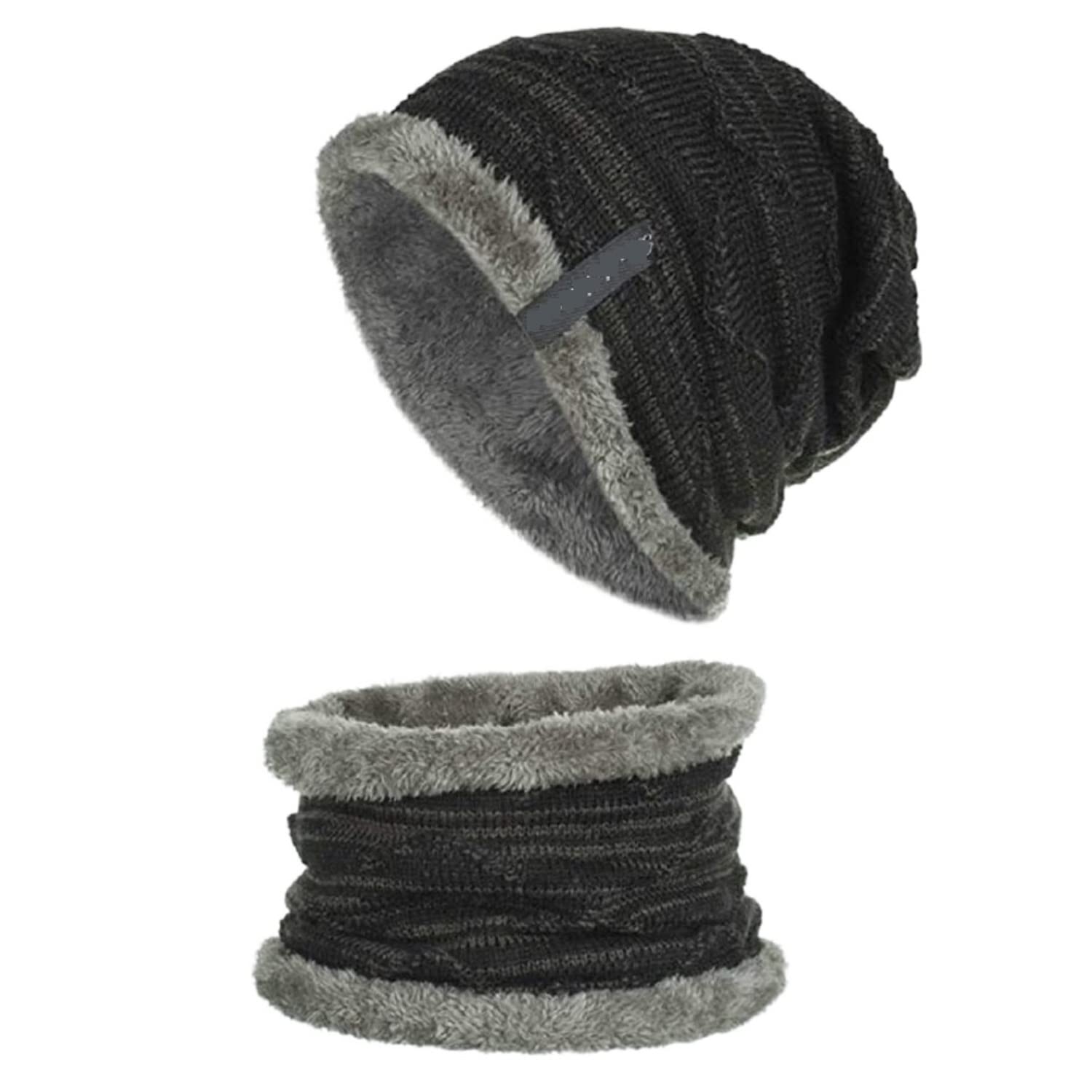 Chapeau d'hiver Ensemble Bonnet Et Écharpe, Cache-Cou, Bonnet Tricoté À Doublure Douce, Bonnet Chaud d'hiver, Bonnets De Ski Chaud Chapeau