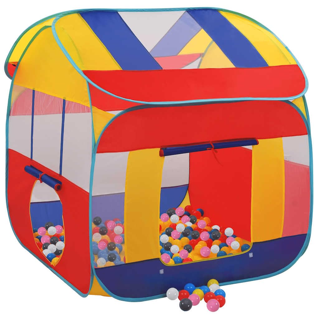 Spielzelt mit 550 Bällen, 123x120x126 cm, Polyester und Stahl, buntes Bällebad für Kinderzimmer und Garten, tragbares Popup Zelt, Tipi Haus für drinnen und draußen Spielen