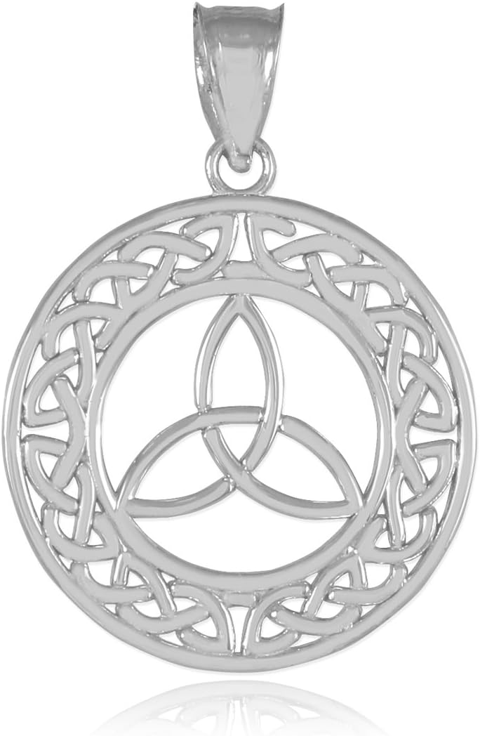 925 Sterling Silver Round Trinity Pendant Necklace - Image 2