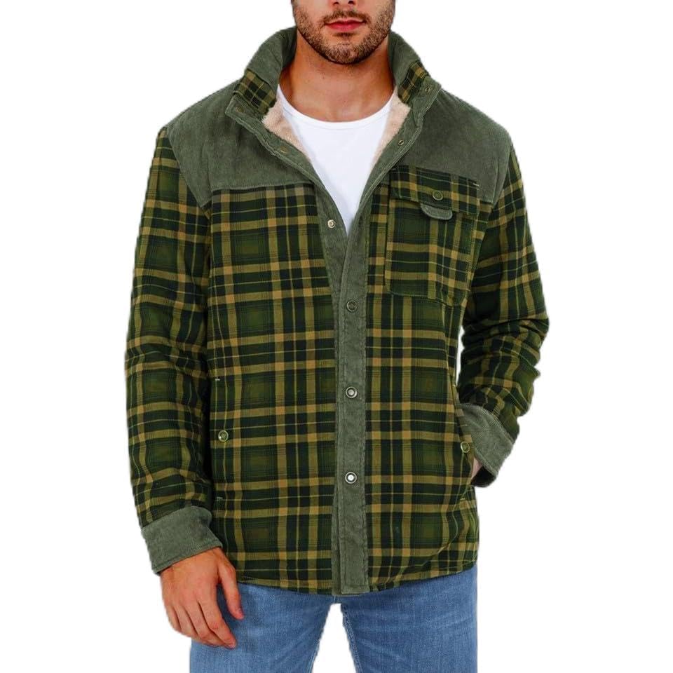 Veste à carreaux homme en polaire verte 2XL pour hiver