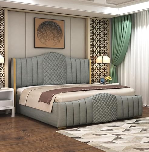 Aesthetic crafts King Size Double Bed with Box Storage, Sheesham Wood, Grey