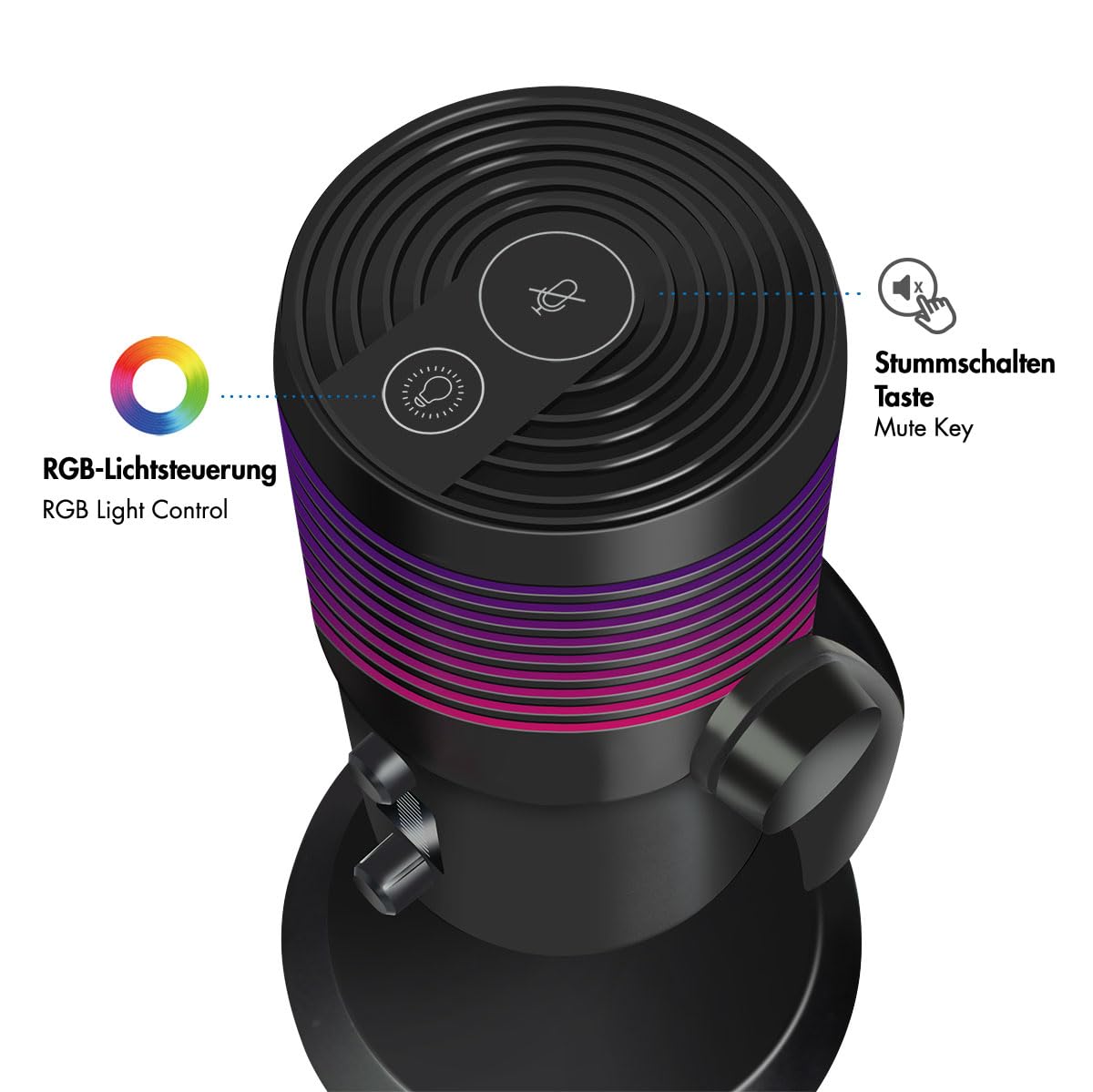LogiLink HS0058 - profesjonalny mikrofon do strumieniowania/podcastów/gier/studyjny, wzór odbierania dźwięku: nerka, NRC (Noise Reduction Control), 192 kHz @ 24 bit, ze światłem RGB