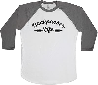 Backpacker Life Unisex Baseball Long Sleeve Tee White-Asphalt Small