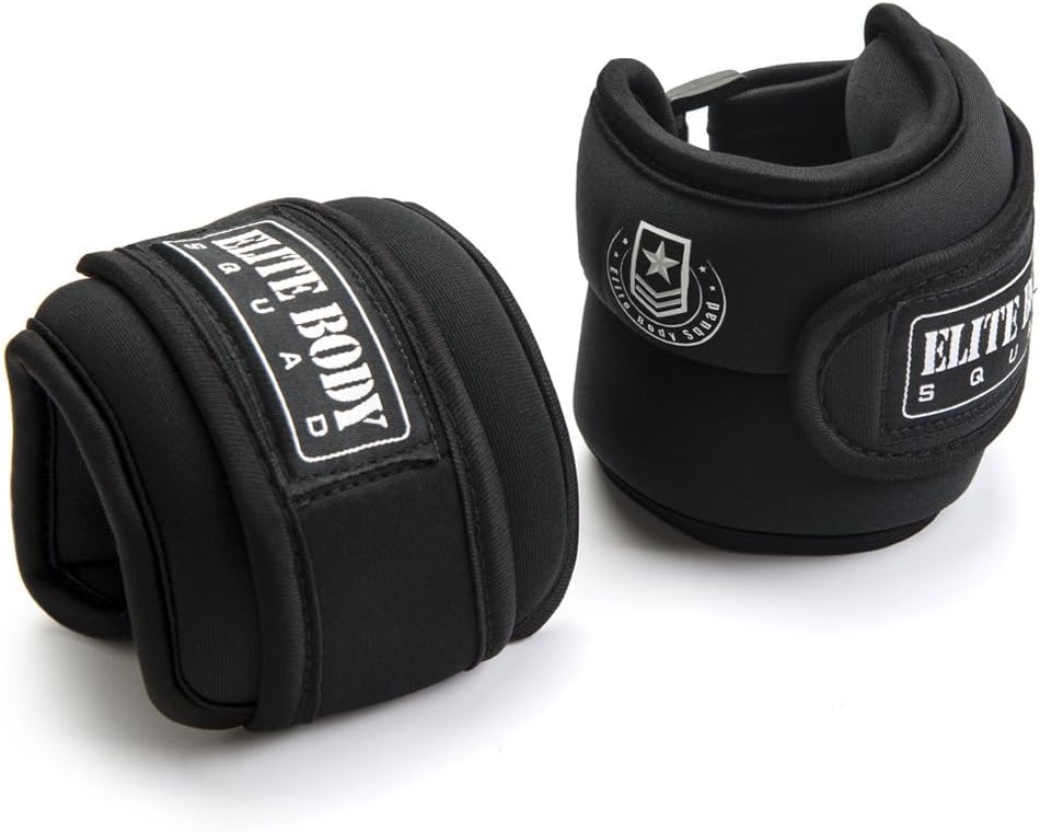 Ankle Weights - Elite Body Squad Pro Quality Adjustable Leg Weights 1kg x 2 - On Ankles For Walking + Running Or Hands For Strength Training Exercise For Men And Women - 100% Quality Guarantee
