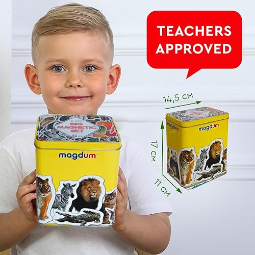 Miniatura 2 de 85 imanes de animales para niños en caja de lata de regalo, animales magnéticos para refrigerador de niños pequeños