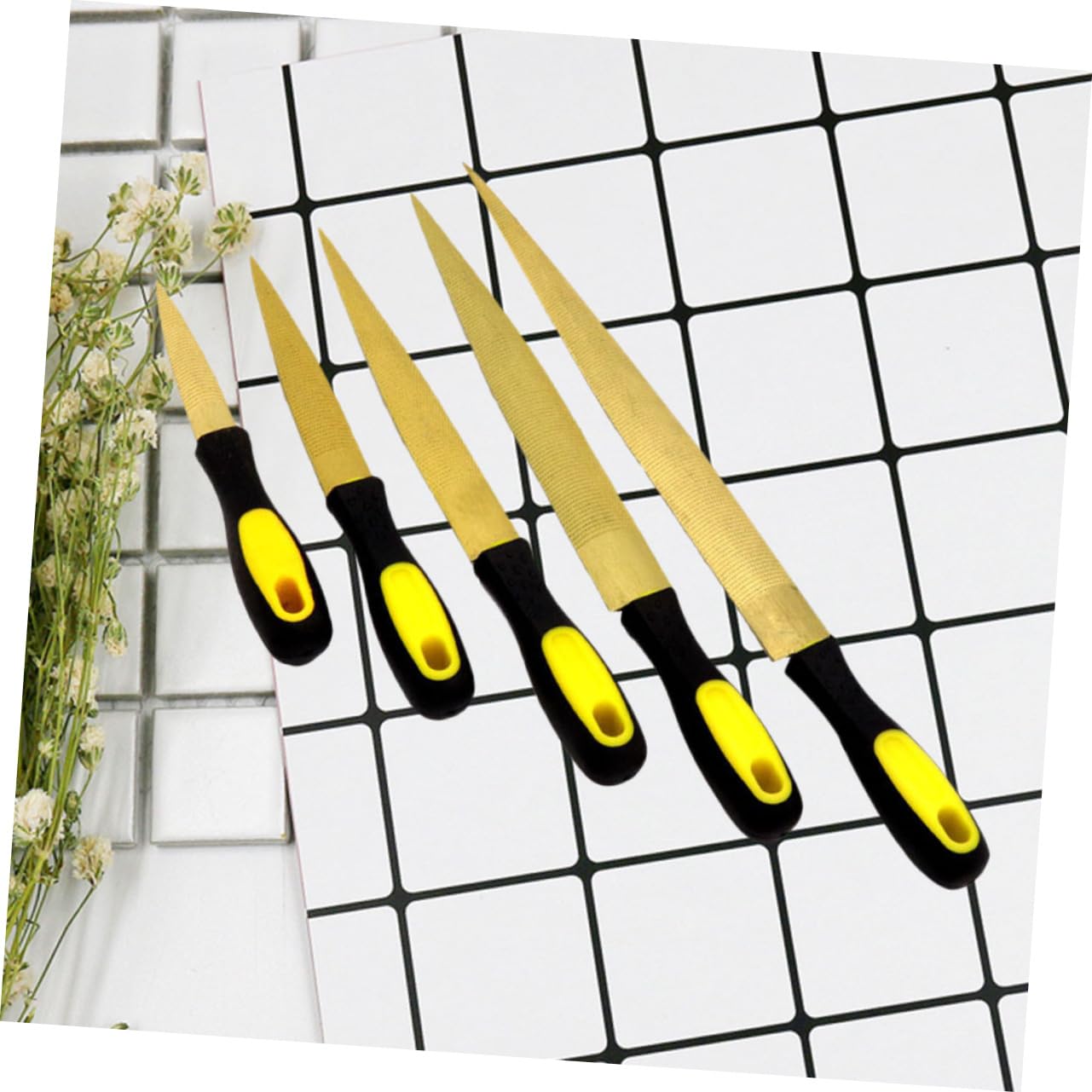 Juego de 5 Escofinas de Madera de Acero al Carbono para Tallar | Herramienta de Carpintería, para Bricolaje y Madera Dura, Resistente al Desgaste, Acabado en Bisel